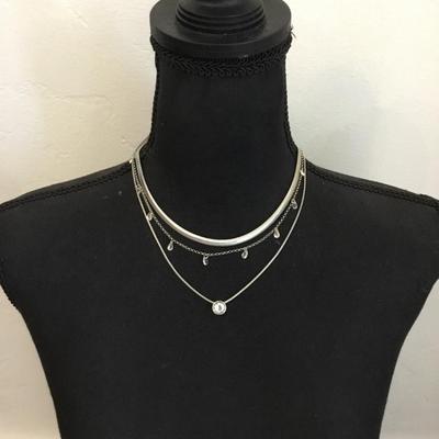 Beautiful very nice Silver-tone crystal multi layered necklace