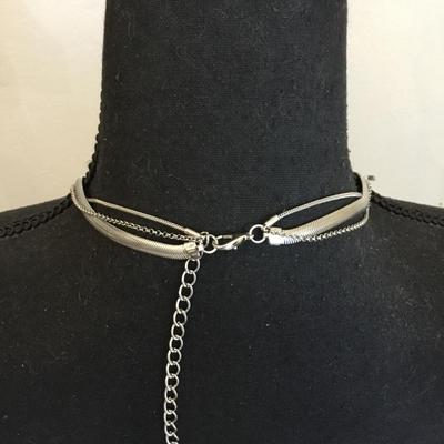 Beautiful very nice Silver-tone crystal multi layered necklace
