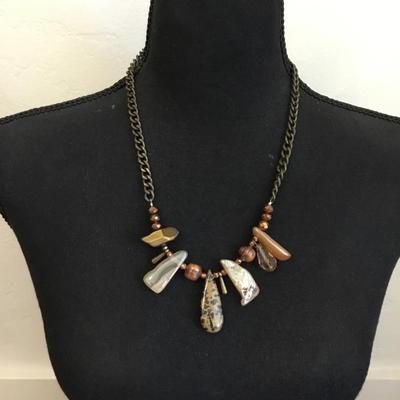 Beautiful bronze, toned, gemstone, healing statement, necklace
