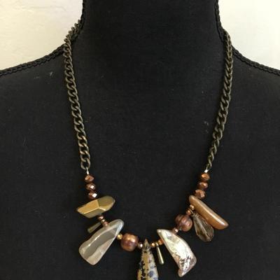 Beautiful bronze, toned, gemstone, healing statement, necklace