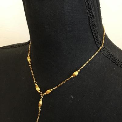 Vintage gold tone Y drop necklace