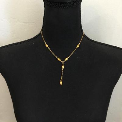 Vintage gold tone Y drop necklace