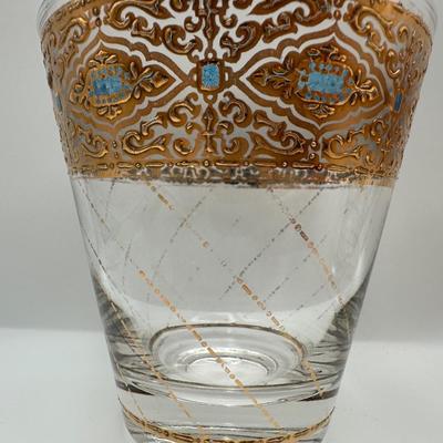 Culver Gold & Blue Lowball Glasses - Set of 6