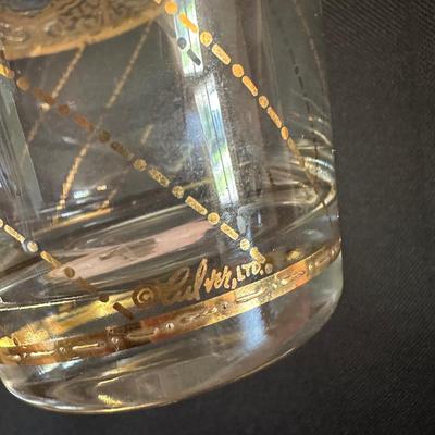 Culver Gold & Blue Lowball Glasses - Set of 6