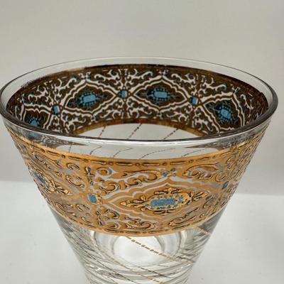 Culver Gold & Blue Lowball Glasses - Set of 6