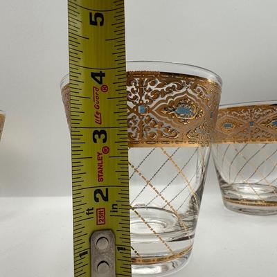 Culver Gold & Blue Lowball Glasses - Set of 6