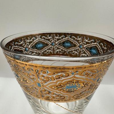 Culver Gold & Blue Lowball Glasses - Set of 6