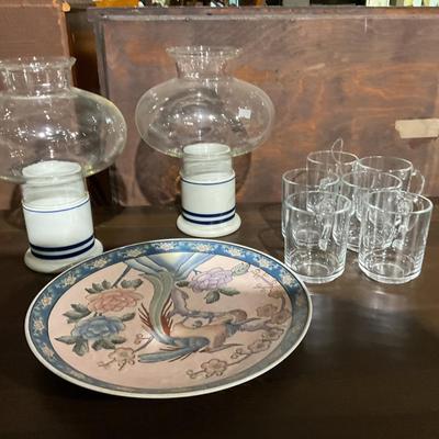 Sale Photo Thumbnail #255: Beautiful plate with birds, dark style candle holders