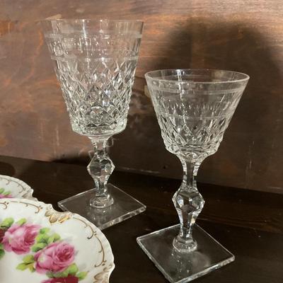 Sale Photo Thumbnail #263: 5 luncheon. Plates 2 crystal glasses and oval platter