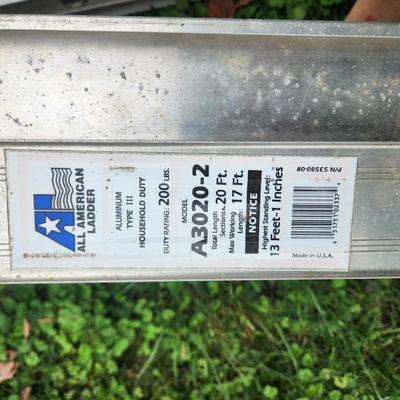 20 Ft All American Ladder Aluminum A3020-2
