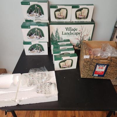 Large Lot Department 56 Dept. 56 5 Villiage Railroad Accessories 6 Street Light Signs Mail Box Route 56 Gas Station