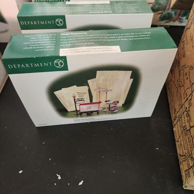 Large Lot Department 56 Dept. 56 5 Villiage Railroad Accessories 6 Street Light Signs Mail Box Route 56 Gas Station