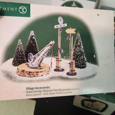 Large Lot Department 56 Dept. 56 5 Villiage Railroad Accessories 6 Street Light Signs Mail Box Route 56 Gas Station