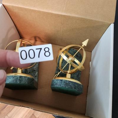 Brass Aemillary Sphere Globe Bookends