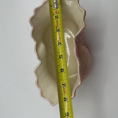 Vintage Ceramic Glazed Pink Shell Planter Vase