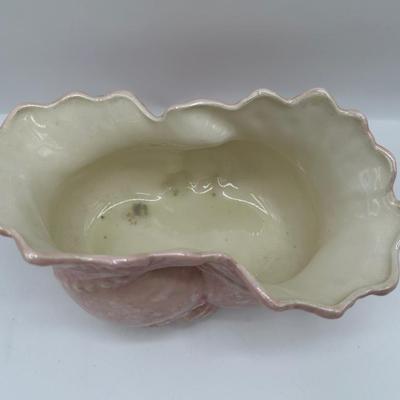 Vintage Ceramic Glazed Pink Shell Planter Vase