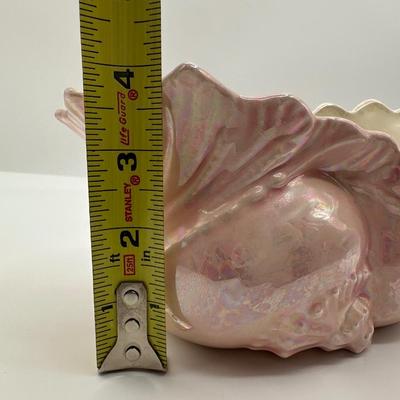 Vintage Ceramic Glazed Pink Shell Planter Vase