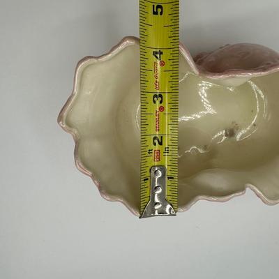 Vintage Ceramic Glazed Pink Shell Planter Vase