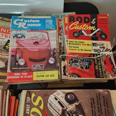 Box Lot of Car Magazines 1960's Custom Rodder, Rods, Championship Hot Rods , Custom Car Yearbooks , Popular Science Auto Care