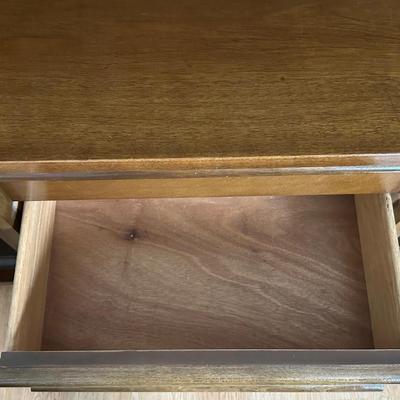 Mid-Century Modern Bassett Walnut China Cabinet with Sliding Glass Doors