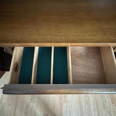 Mid-Century Modern Bassett Walnut China Cabinet with Sliding Glass Doors