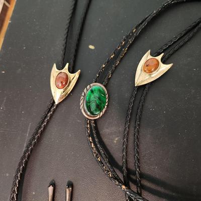 Vintage Leather Belts, Bolo ties , Ford, Union Pacific Railroad, Western Pacific ,Bison Buckle