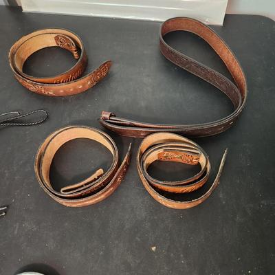 Vintage Leather Belts, Bolo ties , Ford, Union Pacific Railroad, Western Pacific ,Bison Buckle
