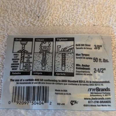 Sale Photo Thumbnail #119: Tapcon 3/8" x 4" Concrete anchors 3 pkgs of 2