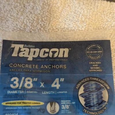 Sale Photo Thumbnail #118: Tapcon 3/8" x 4" Concrete anchors 3 pkgs of 2