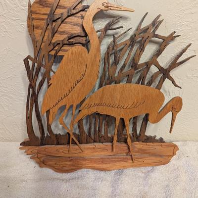 Sale Photo Thumbnail #472: wooden wall art- egrets in pod