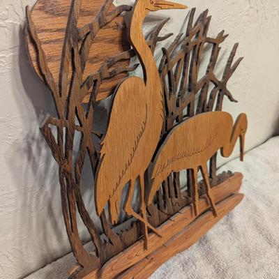 Sale Photo Thumbnail #473: wooden wall art- egrets in pod