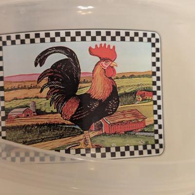 Sale Photo Thumbnail #490: set of 3 plastic Rooster \bowls 2 lids- 