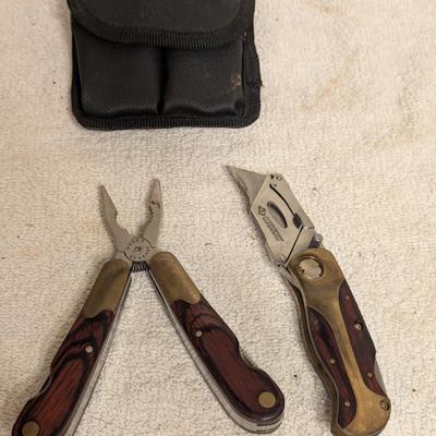 HUSKY multi tool box blade folding knife with case