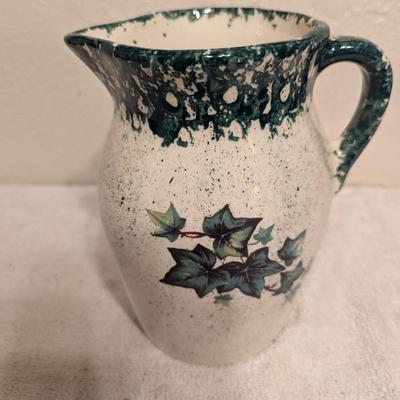 Ceramic Pitcher Green Leaf