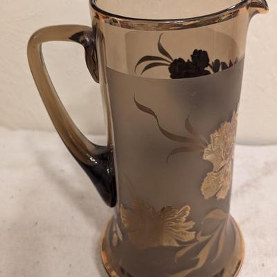 Vintage MCM Bohemian Glass Pitcher