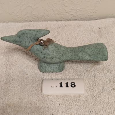 Ceramic road runner- green speckled