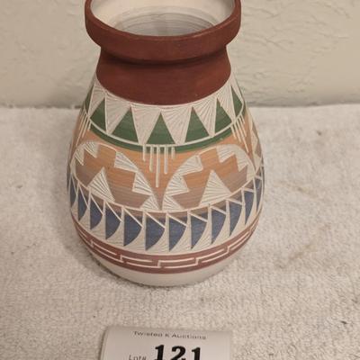 vintage R. Gonza Mexican handcrafted pottery vase.
