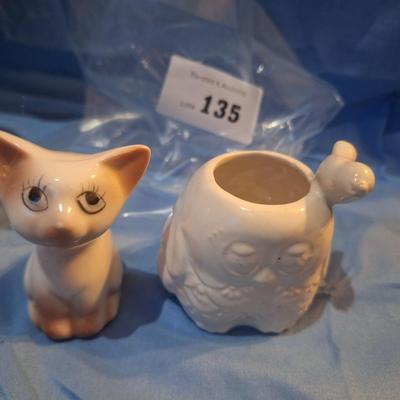 Sale Photo Thumbnail #547: Ceramic Cat and Owl toothpick holders