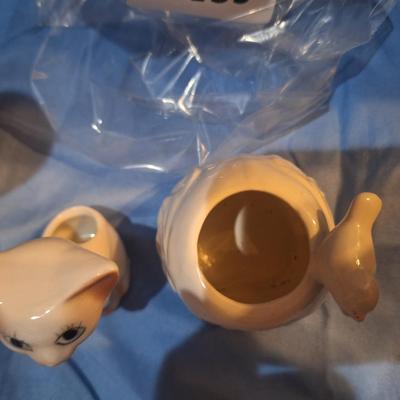 Sale Photo Thumbnail #548: Ceramic Cat and Owl toothpick holders