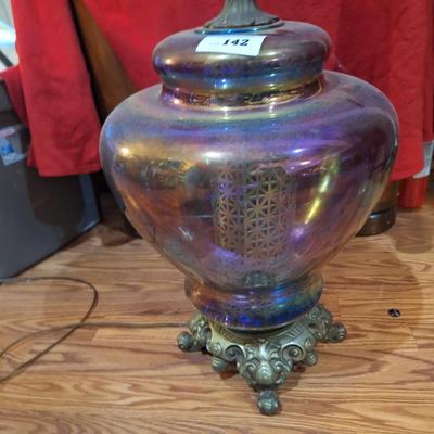 Sale Photo Thumbnail #569: large, irridescent glass lamp