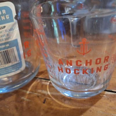 Sale Photo Thumbnail #595: glass measuring cups from anchor hocking  3 sizes