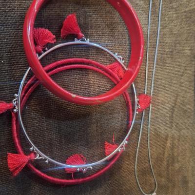 Sale Photo Thumbnail #762: 2 necklaces, and bracelet bangles