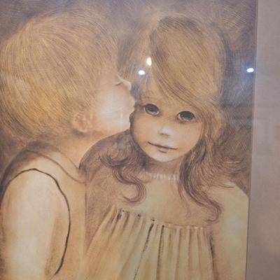 Sale Photo Thumbnail #902: Margaret Keane Kane print "first Kiss"- Homco frame