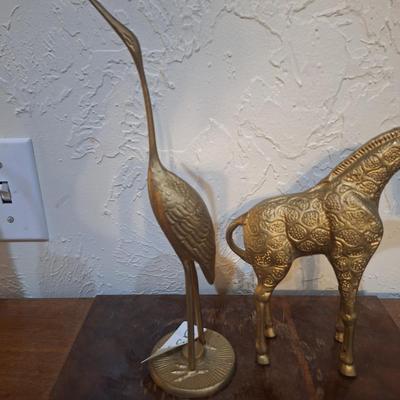 Sale Photo Thumbnail #977: Brass giraffe and bird