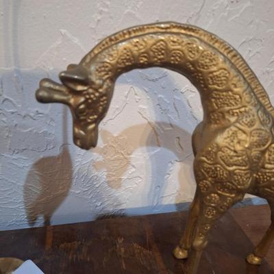 Sale Photo Thumbnail #974: Brass giraffe and bird
