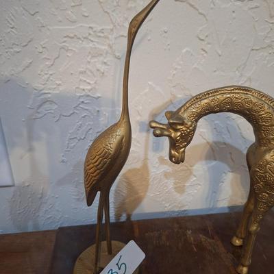 Sale Photo Thumbnail #973: Brass giraffe and bird