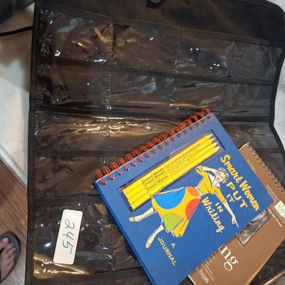 Sale Photo Thumbnail #1010: misc bundle, notebook, sketchbook jewelry organizer and fabric shaver