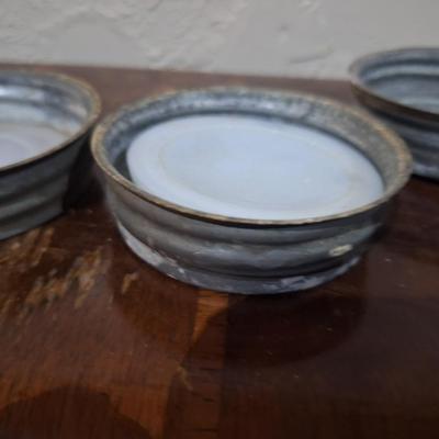 Sale Photo Thumbnail #1091: zinc jar lids with glass inserts
