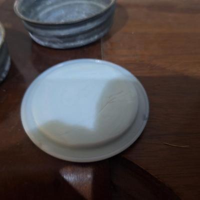 Sale Photo Thumbnail #1090: zinc jar lids with glass inserts
