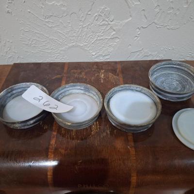 Sale Photo Thumbnail #1089: zinc jar lids with glass inserts